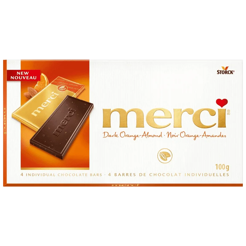 MERCI BAR DE CHOCOLAT  ORANGE ALMOND (100G)